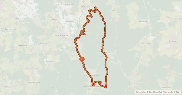 Kartenübersicht der Radroute Aschbach 1