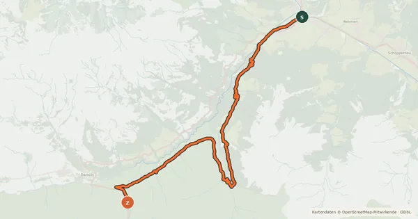 Kartenübersicht der Radroute Au-Faschinajoch