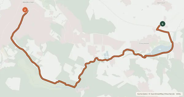 Kartenübersicht der Radroute Auen-Radweg