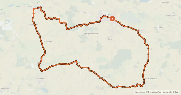 Kartenübersicht der Radroute AuenTour