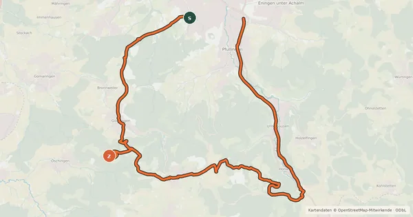 Kartenübersicht der Radroute Auf den Roßberg
