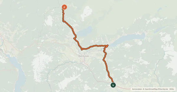 Kartenübersicht der Radroute Ausseer Radweg