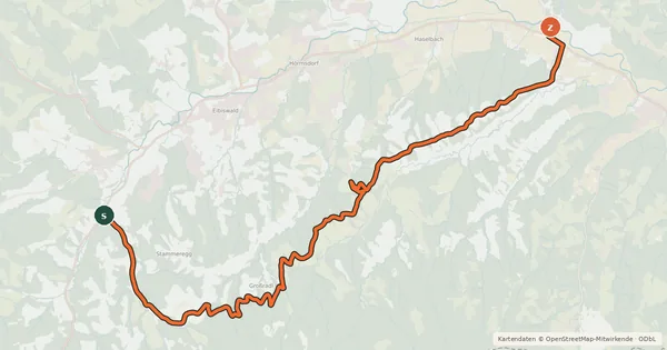 Kartenübersicht der Radroute Austria-Slovenia Tour, Alternative