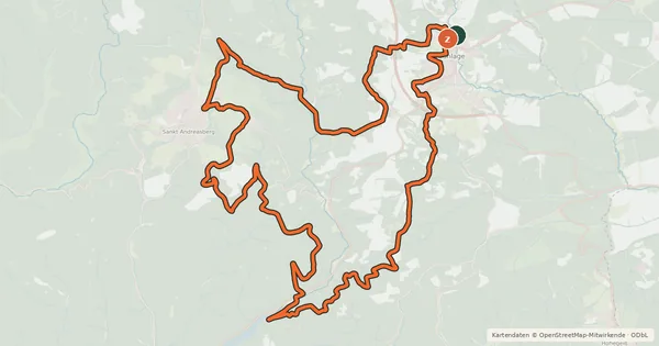 Kartenübersicht der Radroute B3 (Berg & Silber-Tour)