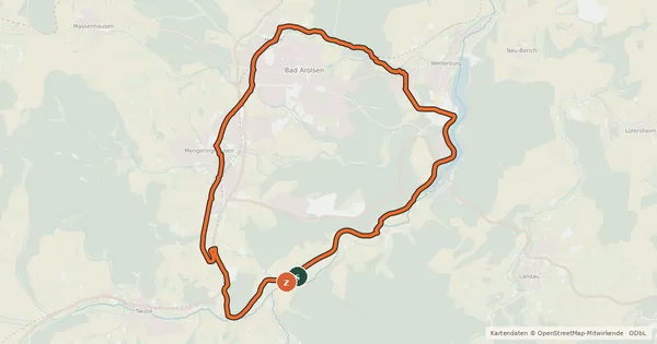 Kartenübersicht der Radroute Bad Arolsen Radweg R1