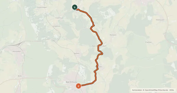 Kartenübersicht der Radroute Bad Driburg Route 1