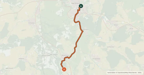 Kartenübersicht der Radroute Bad Driburg Route 2