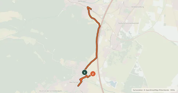 Kartenübersicht der Radroute Bad Fischau-Wöllersdorf