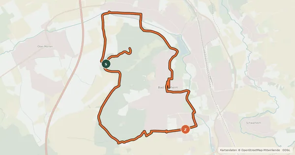 Kartenübersicht der Radroute Bad Nauheim Radwanderweg I