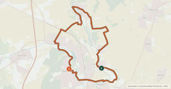 Kartenübersicht der Radroute Bad Nauheim Radwanderweg II