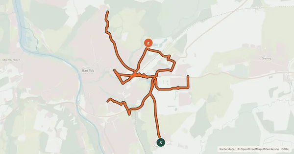 Kartenübersicht der Radroute Bad Tölz