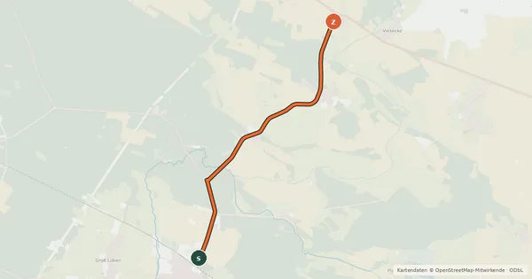 Kartenübersicht der Radroute Bad Wilsnack (45) - Plattenburg (56)