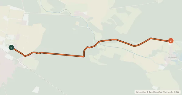 Kartenübersicht der Radroute Bad Wilsnack (45) - Plattenburg (59)