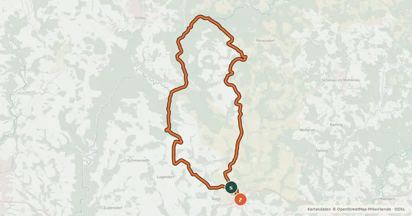 Kartenübersicht der Radroute Bad Zell Aisttal Radroute