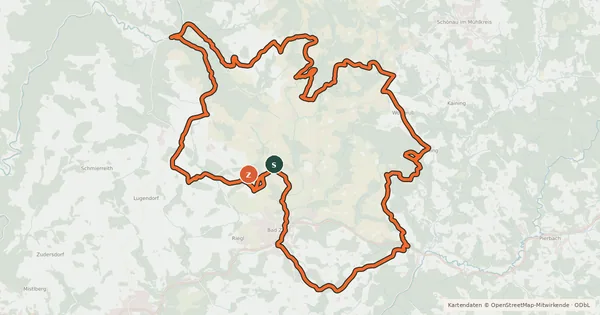 Kartenübersicht der Radroute Bad Zell Runde 111