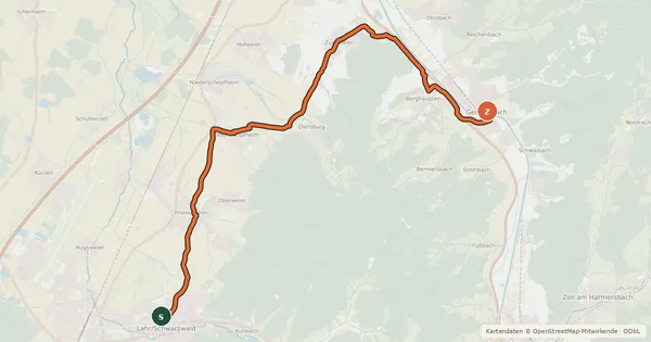 Kartenübersicht der Radroute Badischer Weinradweg - Etappe 3