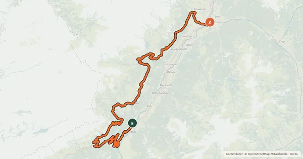 Kartenübersicht der Radroute Bächi Bike