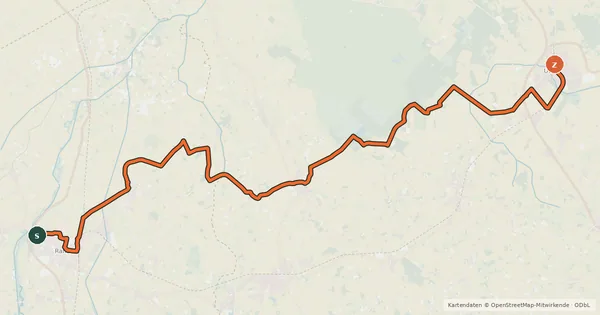 Kartenübersicht der Radroute bahn-bike