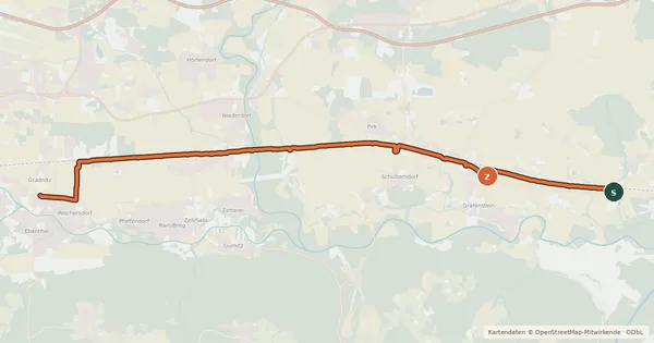 Kartenübersicht der Radroute Bahnbegleitweg Grafenstein