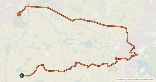 Kartenübersicht der Radroute BahnRadRoute Hellweg-Weser Alternative Rietberg