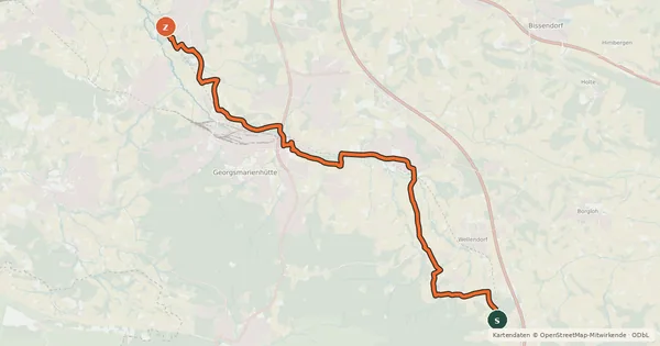 Kartenübersicht der Radroute BahnRadRoute Teuto - Senne (Alternativroute Georgsmarienhütte)