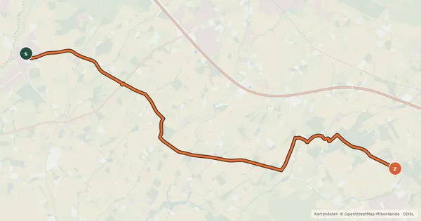 Kartenübersicht der Radroute BahnRadRoute Teuto - Senne (Alternativroute Umgehung Borgholzhausen)