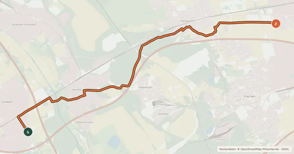 Kartenübersicht der Radroute Bahnradweg Aachen-Köln
