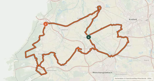 Kartenübersicht der Radroute BahnRadweg Kreis Viersen