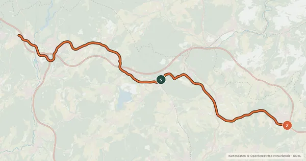 Kartenübersicht der Radroute Bahnradweg Sankt Wendeler Land