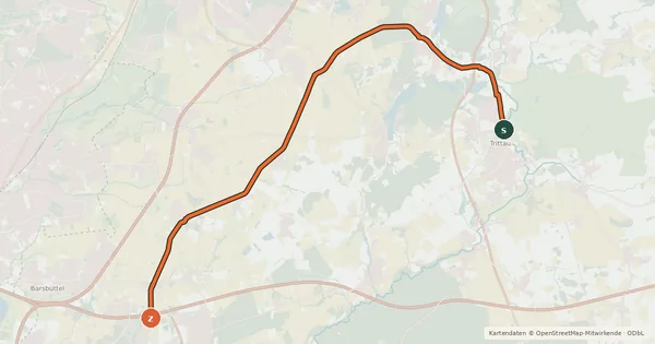 Kartenübersicht der Radroute BahnRadWege