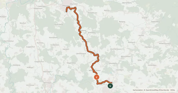 Kartenübersicht der Radroute Bahntrassen-Route
