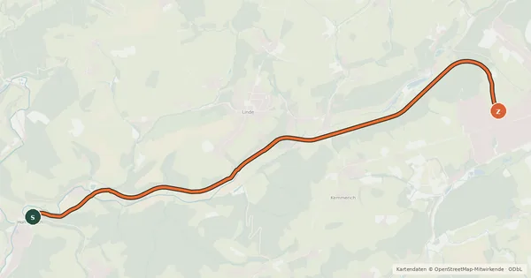Kartenübersicht der Radroute Bahntrassenradweg Sülztalbahn