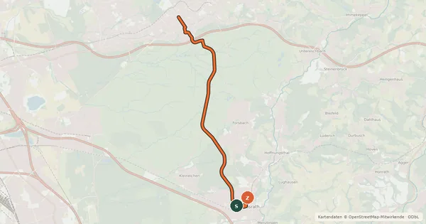 Kartenübersicht der Radroute Bahntrassenradweg Sülztalbahn Abschnitt Rösrath-Bensberg