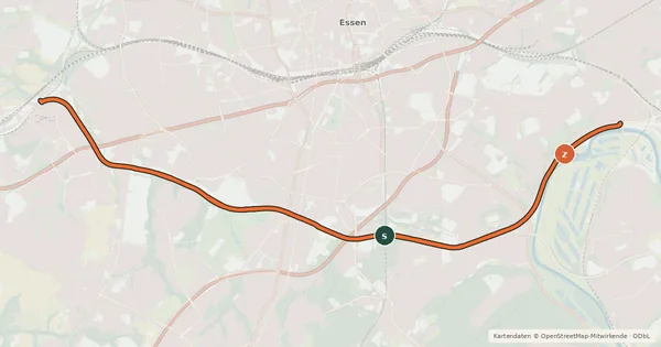 Kartenübersicht der Radroute Bahntrassenweg Grugaweg