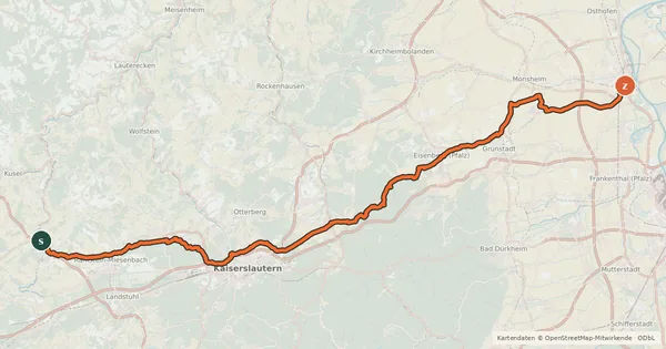 Kartenübersicht der Radroute Barbarossa-Radweg