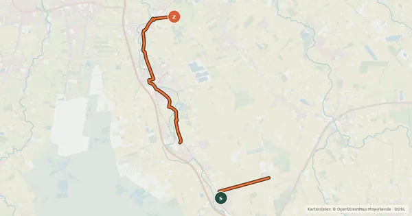 Kartenübersicht der Radroute Barßel-Saterland Rundtour