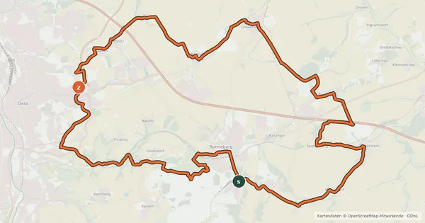 Kartenübersicht der Radroute Bauerngartenroute 1