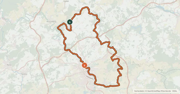 Kartenübersicht der Radroute Bayerisches Vogtland Tour
