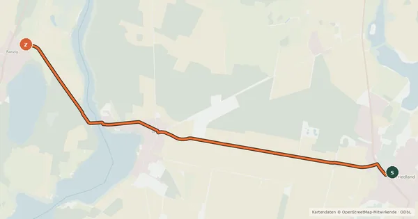 Kartenübersicht der Radroute Beeskow-Sulecin
