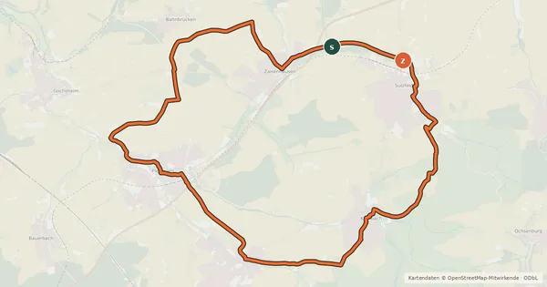 Kartenübersicht der Radroute Benno-Bauer-Radweg