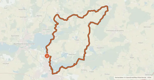 Kartenübersicht der Radroute Berg-Tour