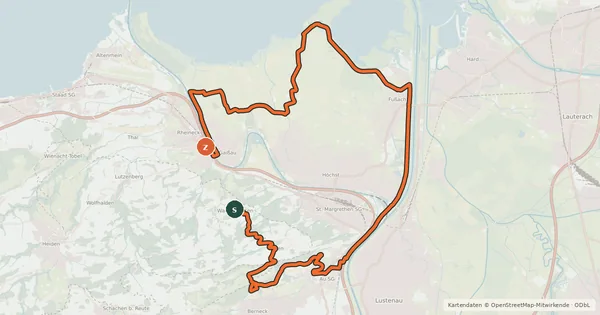 Kartenübersicht der Radroute Bergbähnli, Rheindelta – Tour