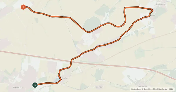 Kartenübersicht der Radroute Bergbauroute