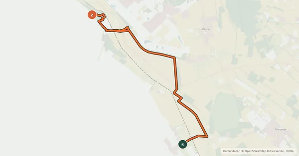 Kartenübersicht der Radroute Bergen (groen)