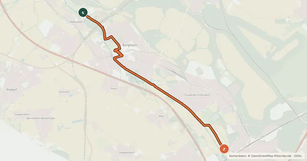 Kartenübersicht der Radroute Bergheim (14) - Kerpen (41)