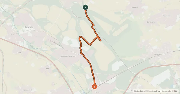 Kartenübersicht der Radroute Bergheim (22) - Kerpen (42)