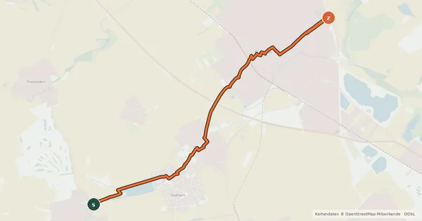 Kartenübersicht der Radroute Bergheim (25) - Pulheim (33)