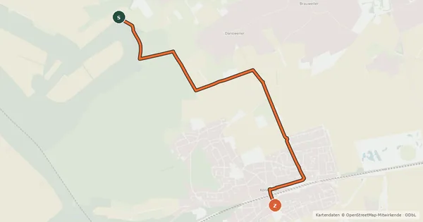 Kartenübersicht der Radroute Bergheim (34) - Frechen (35)