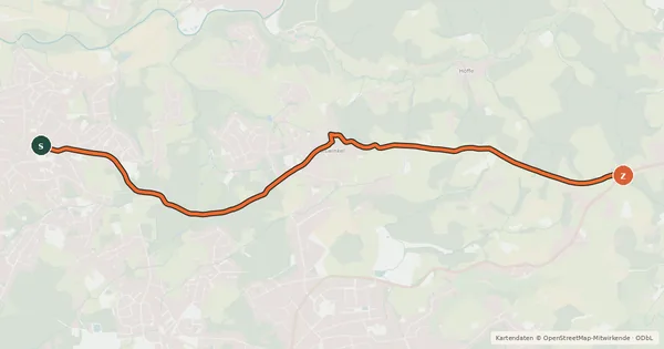 Kartenübersicht der Radroute Bergisch Gladbach (64) - Bergisch Gladbach (68)