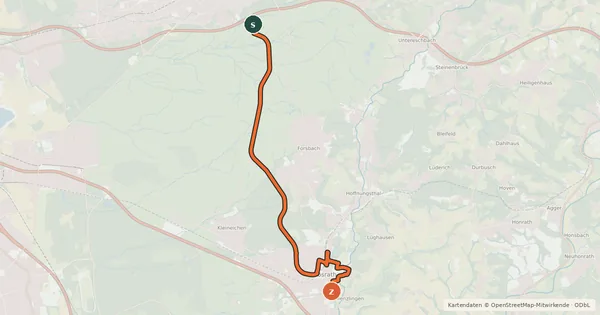 Kartenübersicht der Radroute Bergisch Gladbach (75) - Rösrath (94)
